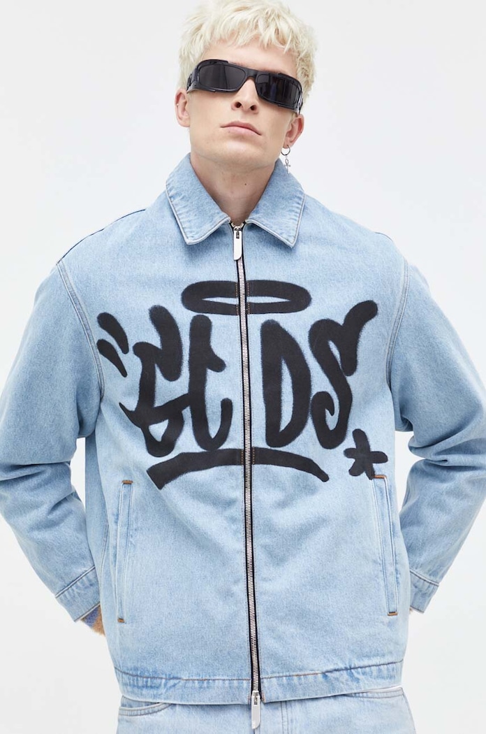 Jeans jakna GCDS Oversize modra FW23M190002