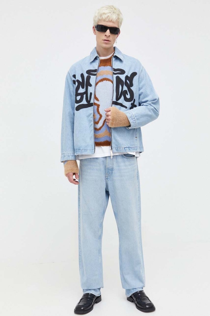 Jeans jakna GCDS FW23M190002 modra AW23