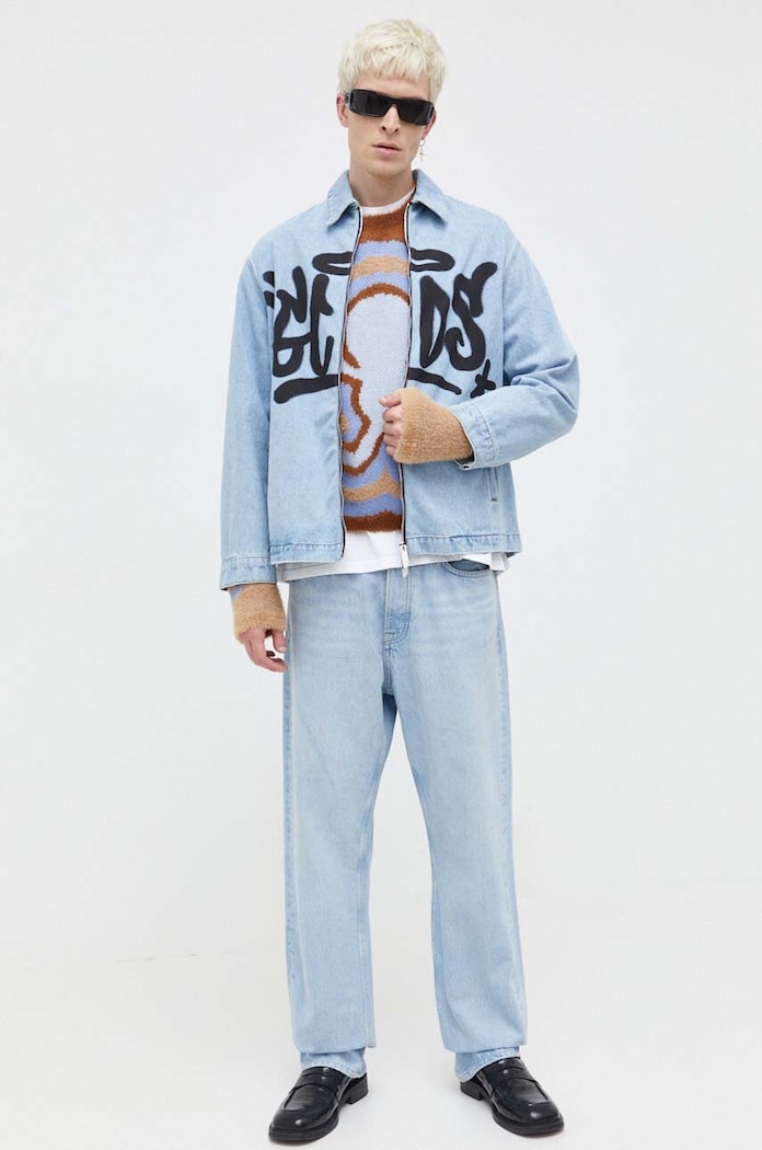 Jeans jakna GCDS FW23M190002 modra AW23