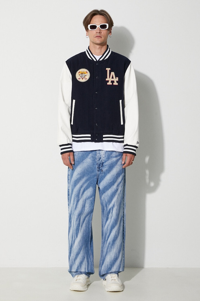New Era kurtka bomber z domieszką wełny 60416326 granatowy AW23