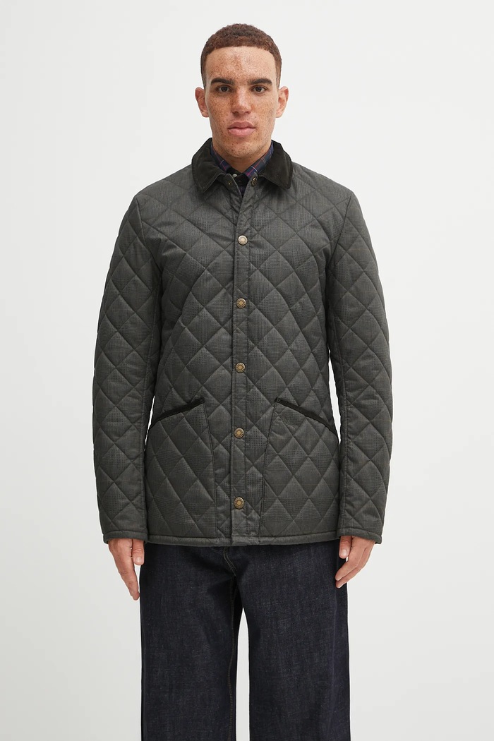 Barbour kurtka Checked Heritage Liddesdale Quilted Jacket bez kaptura zielony MQU1722