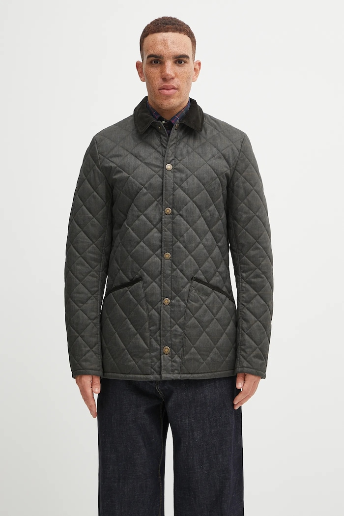 Barbour kurtka Checked Heritage Liddesdale Quilted Jacket bez kaptura zielony MQU1722