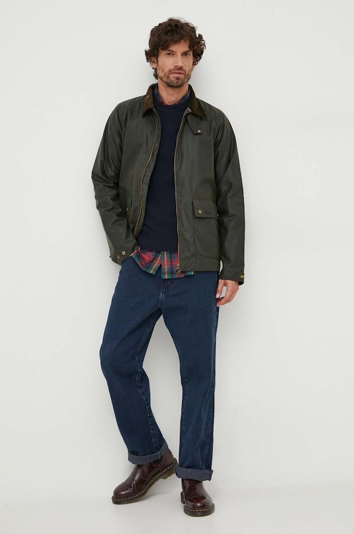 Barbour kurtka bawełniana Short Bedale Wax Jacket MWX2205 zielony AA00