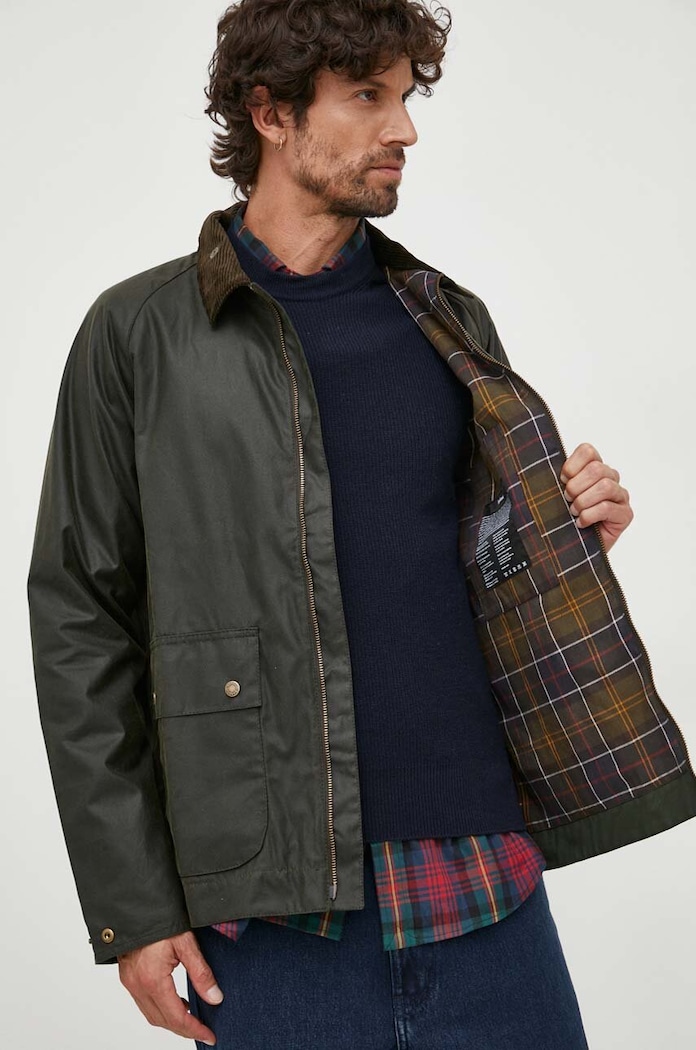 Barbour kurtka bawełniana Short Bedale Wax Jacket MWX2205 zielony