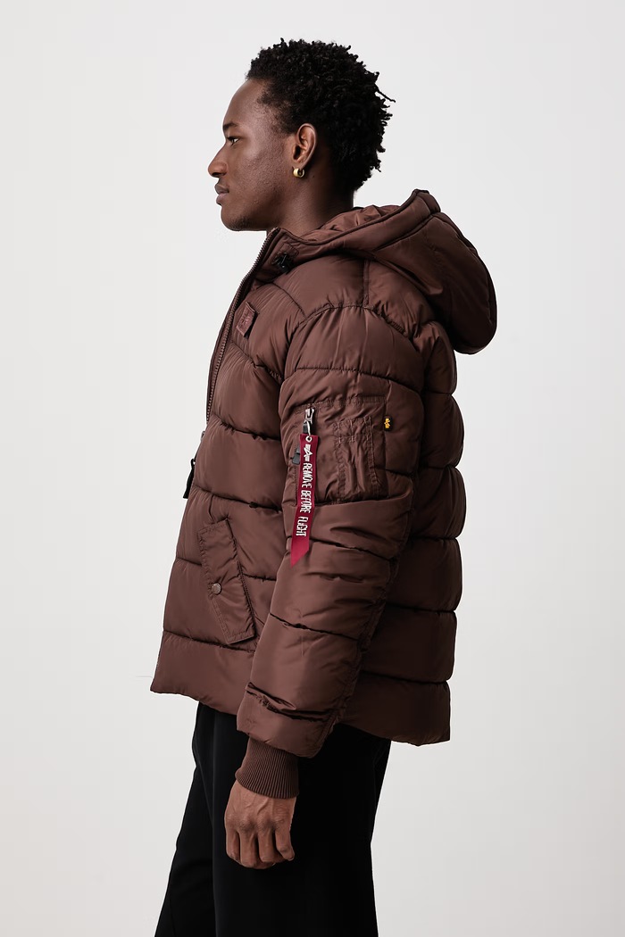 Kurtka zimowa męska Hooded Puffer Alpha Faux Down Alpha Industries 118113 brązowy