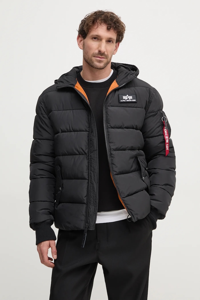Bunda Alpha Industries Hooded Puffer Alpha FD s podšívkou černá 118113