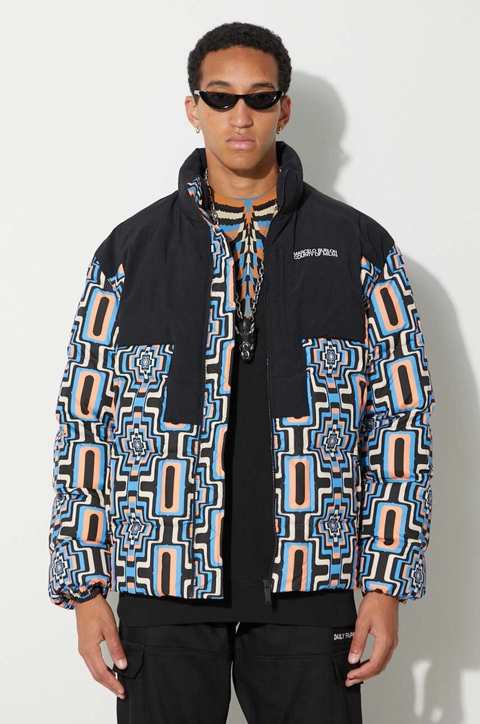Bunda Marcelo Burlon Aop Optical Cross Block zateplené čierna CMEJ001F23FAB0023310