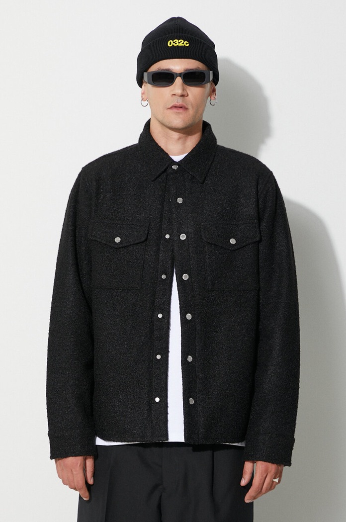 Jakna s dodatkom vune Billionaire Boys Club OUTDOORSMAN OVERSHIRT za prijelazno razdoblje crna B23321