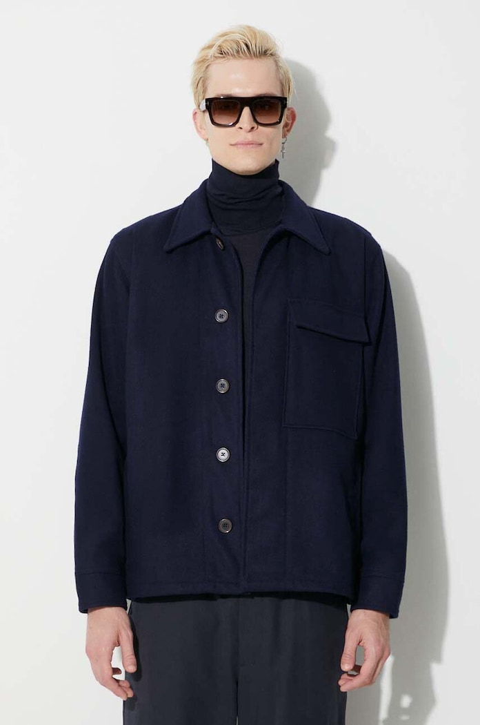 Universal Works gyapjú dzseki Cruiser Jacket nem szigetelt sötétkék 29110