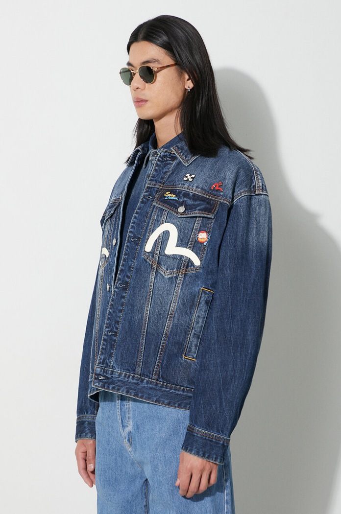 Oblečení Džínová bunda Evisu Inari Mask Printed 2EAHTM3DJ1001LFCT modrá