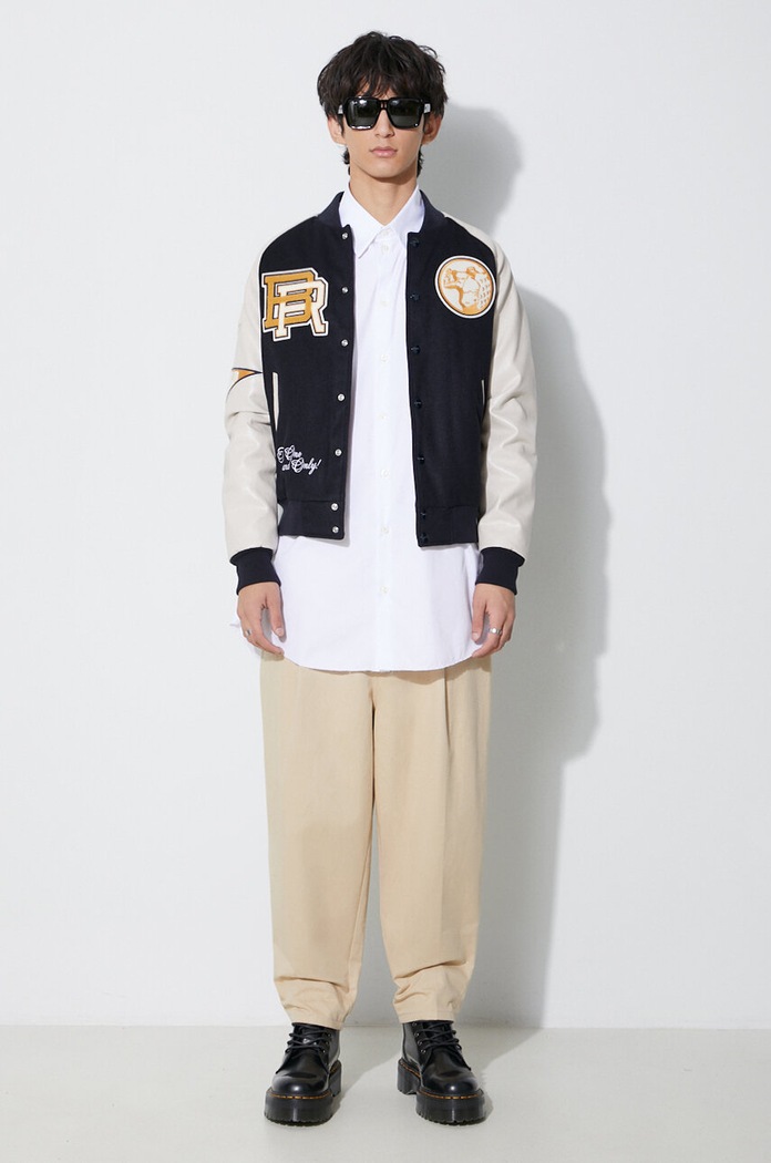 Bomber jakna s primesjo volne Baracuta Varsity Bomber BRCPS0996 mornarsko modra AW23