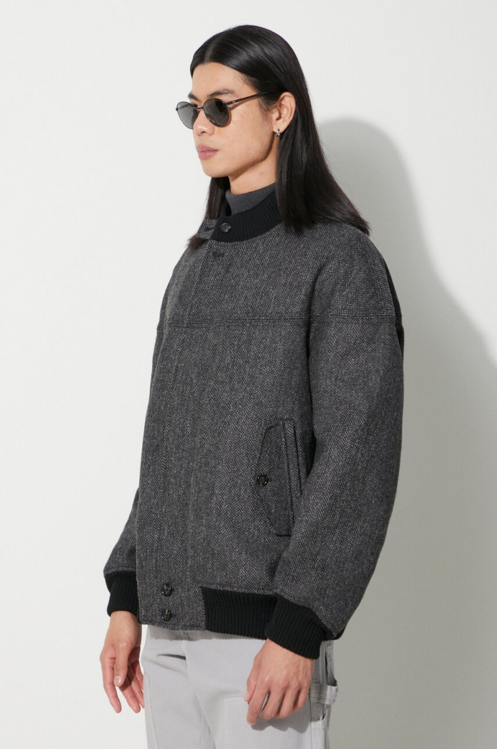 Вълнено яке бомбър Baracuta Herringbone Derby Jacket сив BRCPS1001