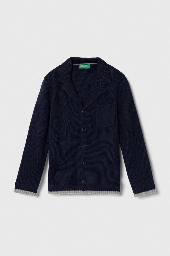 Dječji kardigan United Colors of Benetton bez uzorka mornarsko plava 1270GW001.P.SEASONAL
