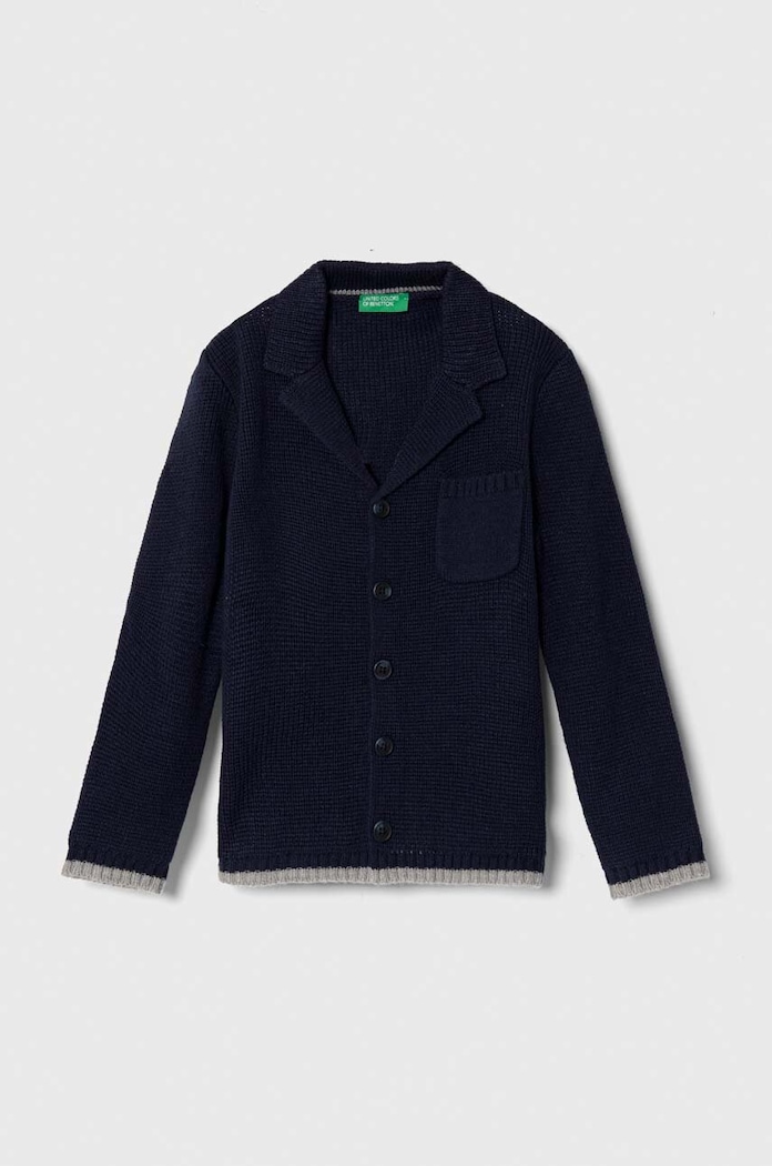 Dječji kardigan United Colors of Benetton bez uzorka mornarsko plava 1270GW001.P.SEASONAL