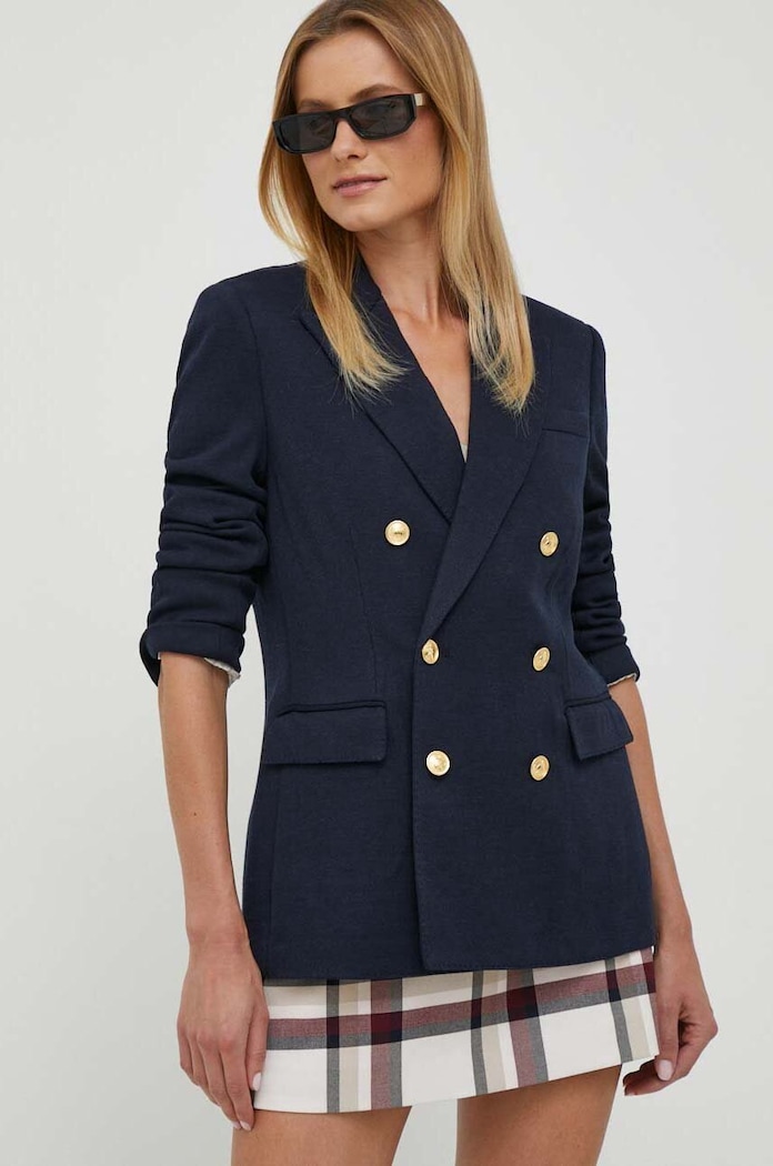 Μπλέιζερ με μίγμα μαλλιού Polo Ralph Lauren με μείγμα μαλλιού σκούρο μπλε 211910134