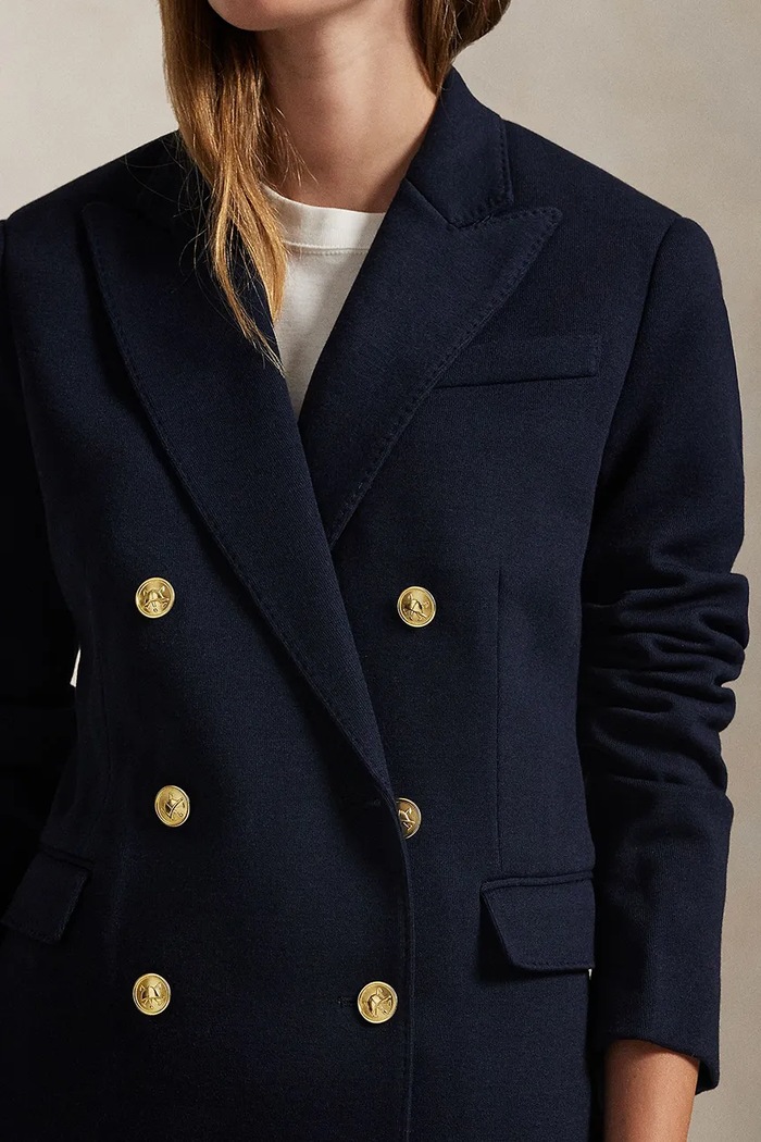 Polo Ralph Lauren blézer gyapjú keverékből sötétkék 211910134