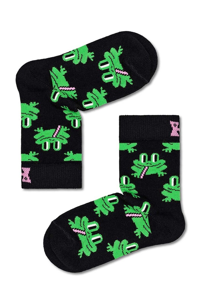 Dječje čarape Happy Socks Frog visoke čarape crna P000022