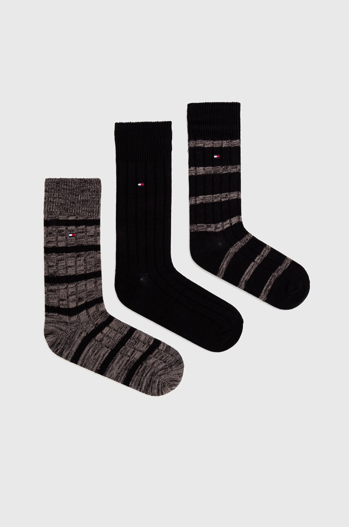Κάλτσες Tommy Hilfiger 3-pack εμπριμέ μαύρο 701226073