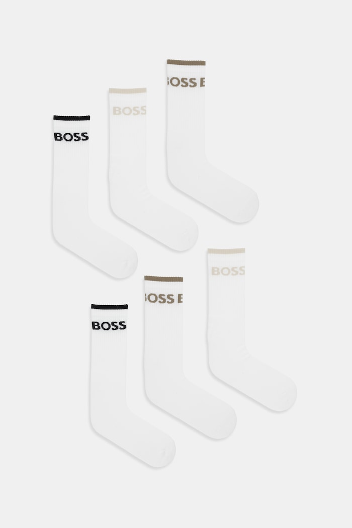 BOSS férfi zokni 6P QS Stripe CC 6-os csomag hosszúszárú zokni fehér 50510168