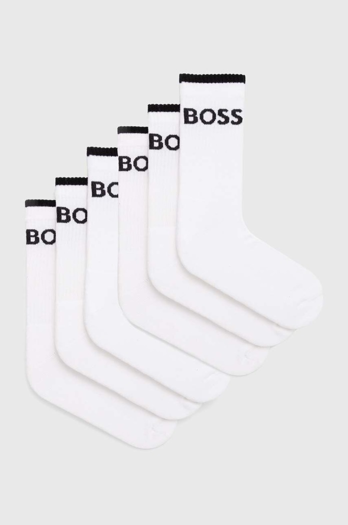 BOSS ponožky pánské 6P QS Stripe CC 6-pack dlouhé ponožky bílá 50510168