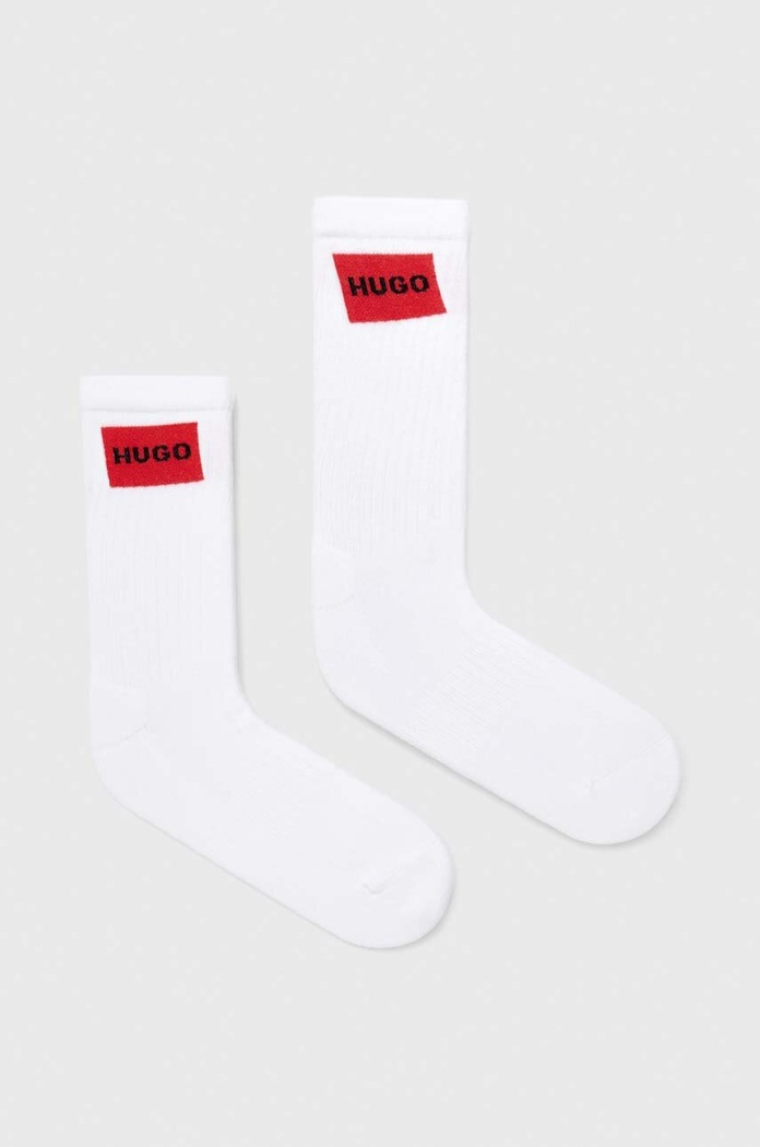 Κάλτσες HUGO 2-pack ψηλές κάλτσες λευκό 50510640