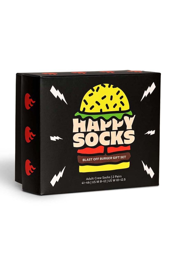 Happy Socks zokni Blast Off Burger Socks 2 pár fekete P000310