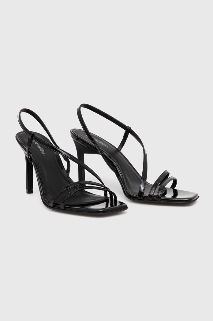 Kožené sandály Calvin Klein GEO STILETTO ASY SAN HW0HW01609 černá AW23