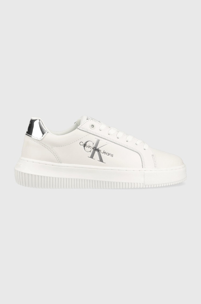 Usnjene superge Calvin Klein Jeans CHUNKY CUPSOLE MONO Platforma bela YW0YW01224