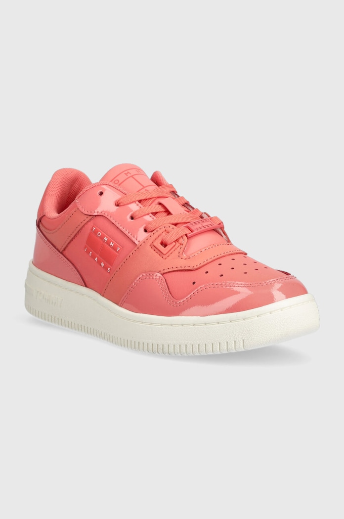 Tommy Jeans sneakersy skórzane TJW RETRO BASKET GLOSSY EN0EN02206 pomarańczowy AW23