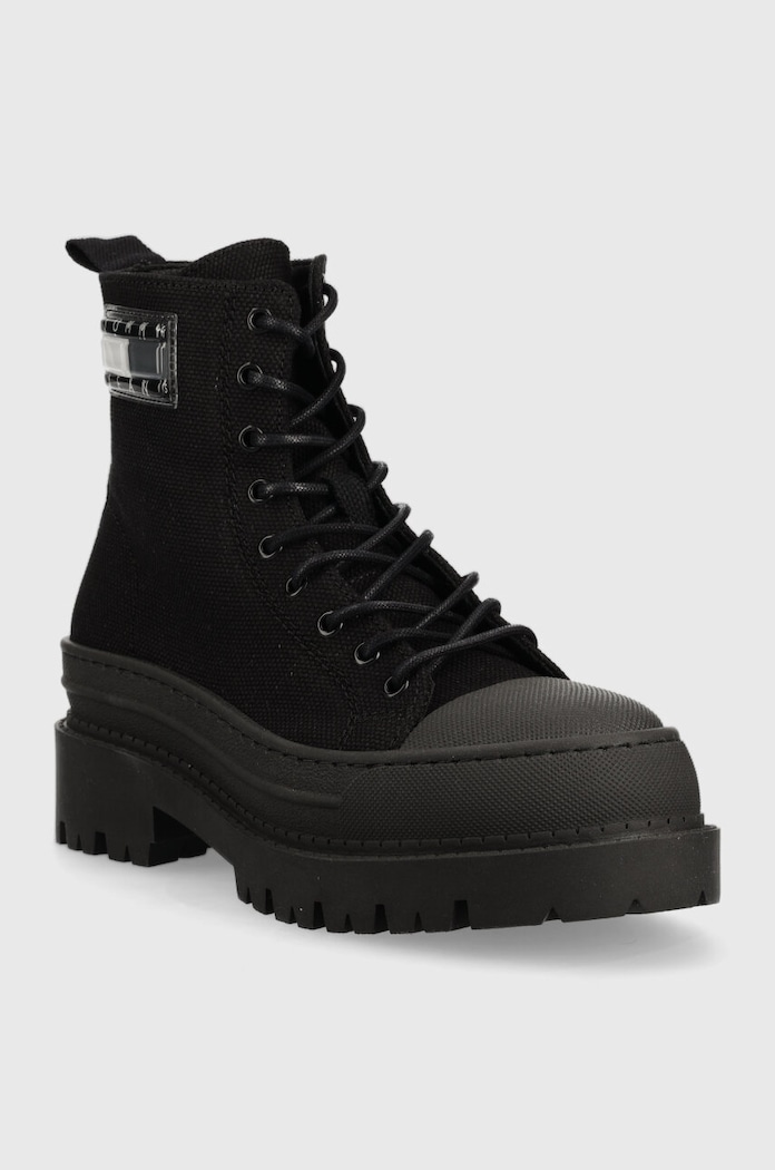 Gležnarji Tommy Jeans TJW FOXING CANVAS BOOT EN0EN02216 črna AW23