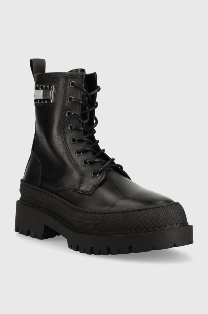 Tommy Jeans Usnjeni nizki škornji Tommy Jeans TJW FOXING LACE UP EN0EN02217 črna AW23