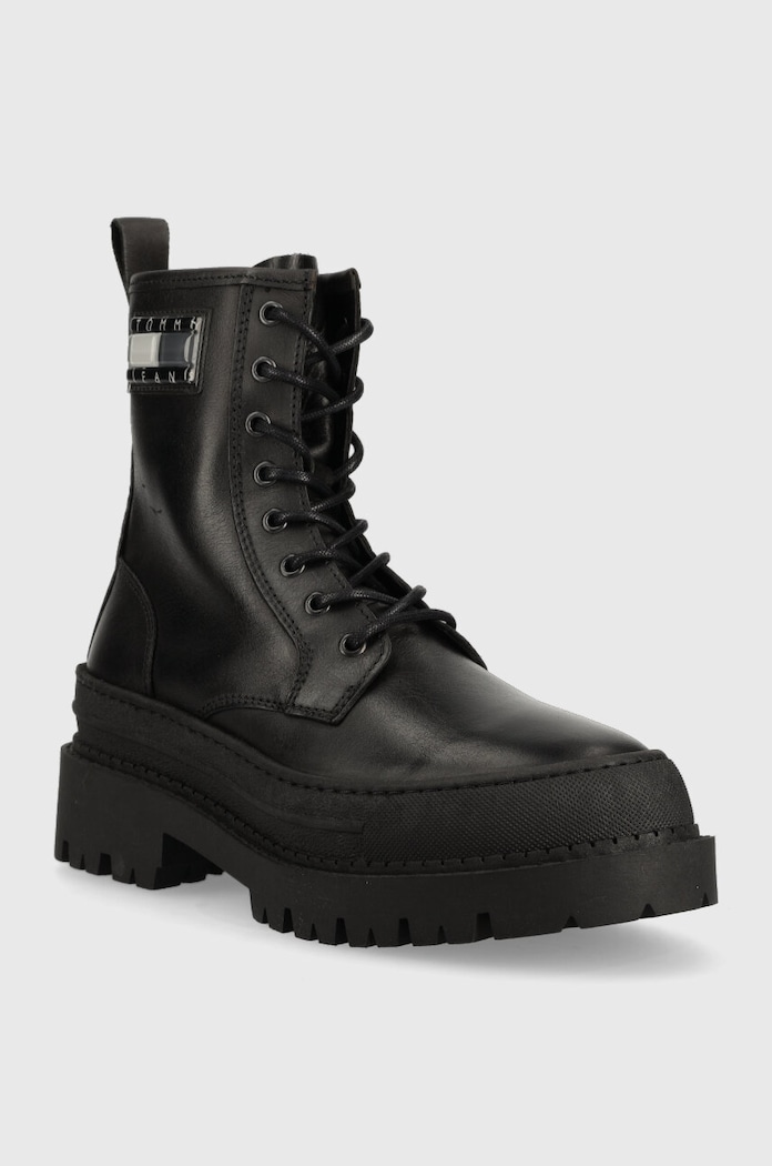 Tommy Jeans Usnjeni nizki škornji Tommy Jeans TJW FOXING LACE UP EN0EN02217 črna AW23