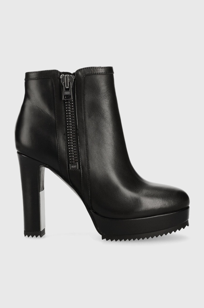 Členkové topánky Dkny K2304397 Liana usňová koža čierna K2304397.BLK