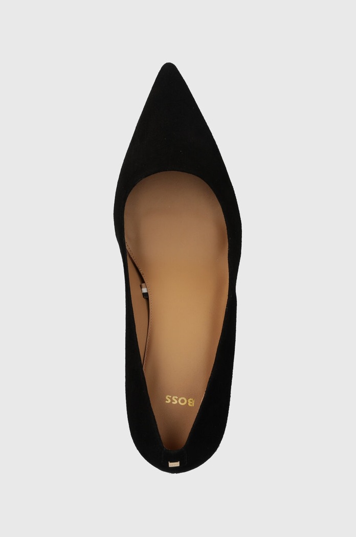 BOSS szpilki zamszowe Janet Pump 70-S_N czarny 50498810.001