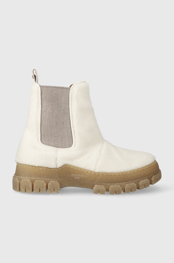 Μπότες τσέλσι Weekend Max Mara Muschio ίσια πλατφόρμα μπεζ 2357960534600.WHITE