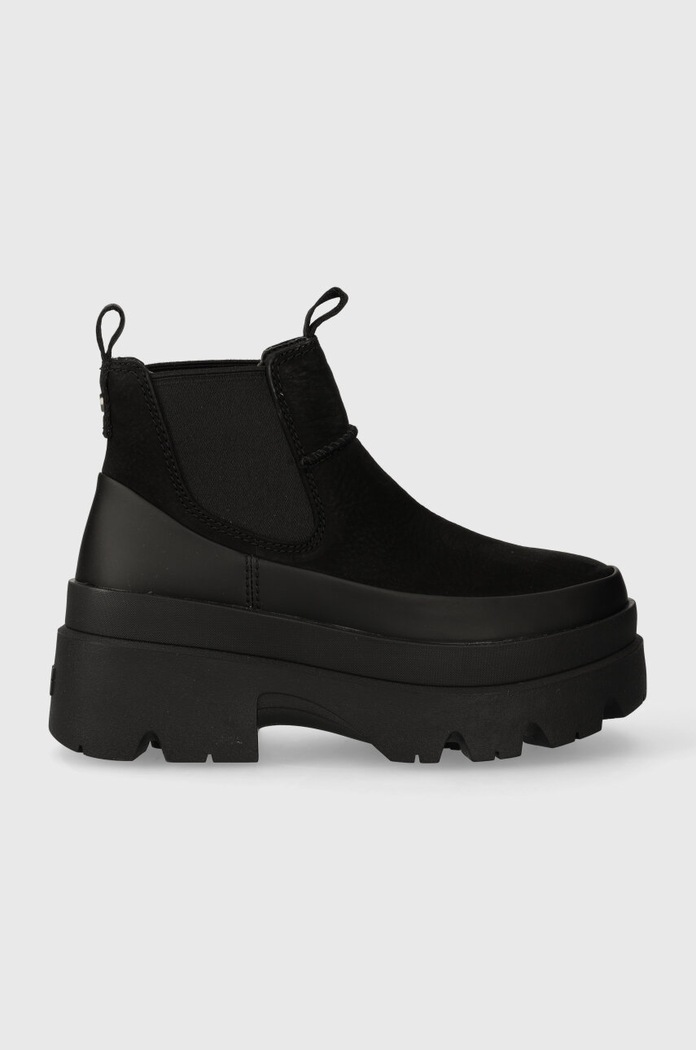 Semišové topánky chelsea UGG Brisbane Chelsea platforma čierna 1143842.BLK