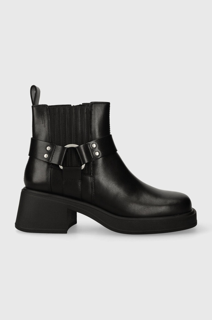 Vagabond Shoemakers botki skórzane DORAH płaski czarny 5642.801.20