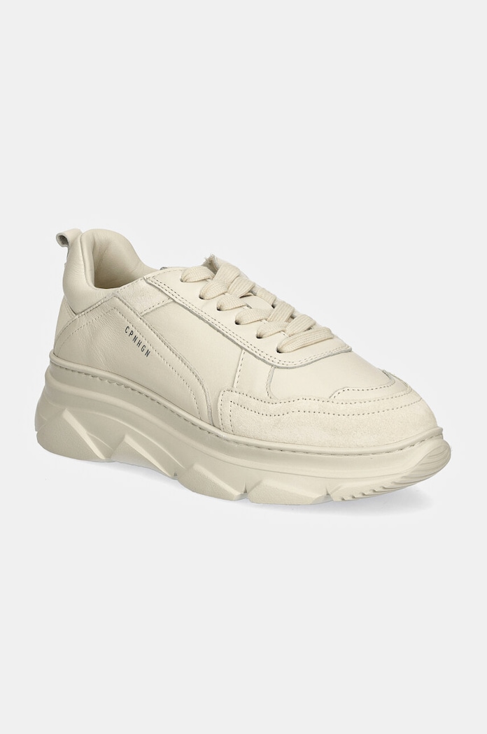Copenhagen sneakersy skórzane Vitello platforma beżowy CPH40