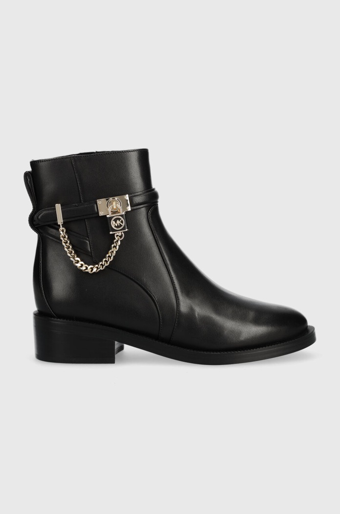 Kožené kotníkové boty MICHAEL Kors Hamilton nezateplené černá 40F3HAME5L.001