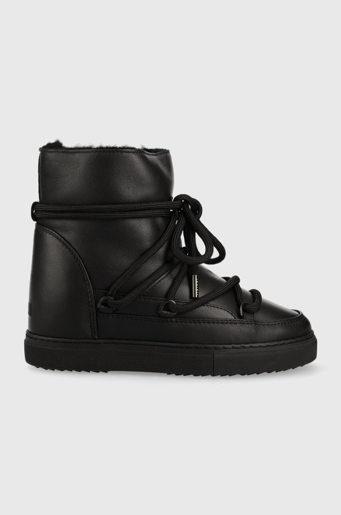 Шкіряні чоботи Inuikii FULL LEATHER WEDGE шнурівка чорний 1001.004.0091.000