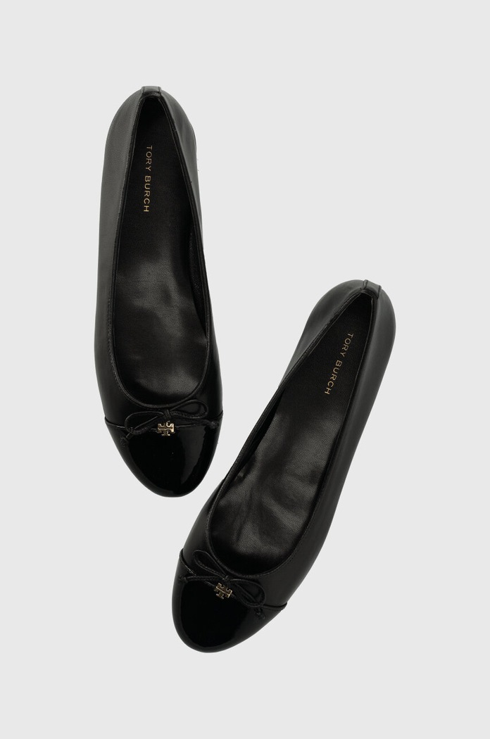 Tory Burch baleriny skórzane CAP-TOE BALLET skóra lakierowana czarny 154511.004