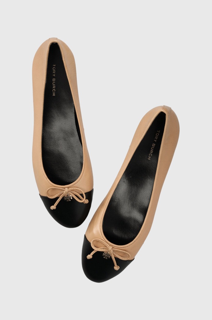 Кожени балеринки Tory Burch CAP-TOE BALLET бежов 154513.200