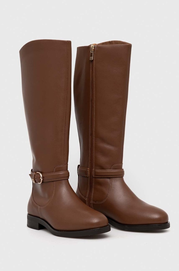 Δερμάτινες μπότες Tommy Hilfiger ELEVATED ESSENT THERMO LONGBOOT FW0FW07484 καφέ AW23