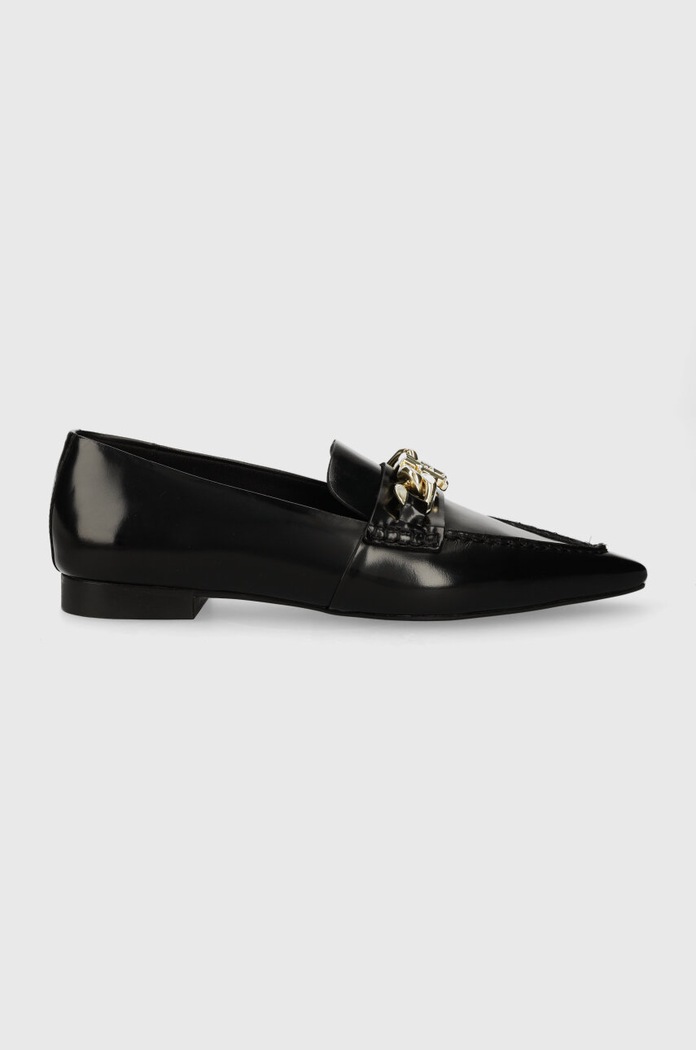 Kožené balerínky Tommy Hilfiger TH CHAIN POINTY BALLERINA čierna FW0FW07510