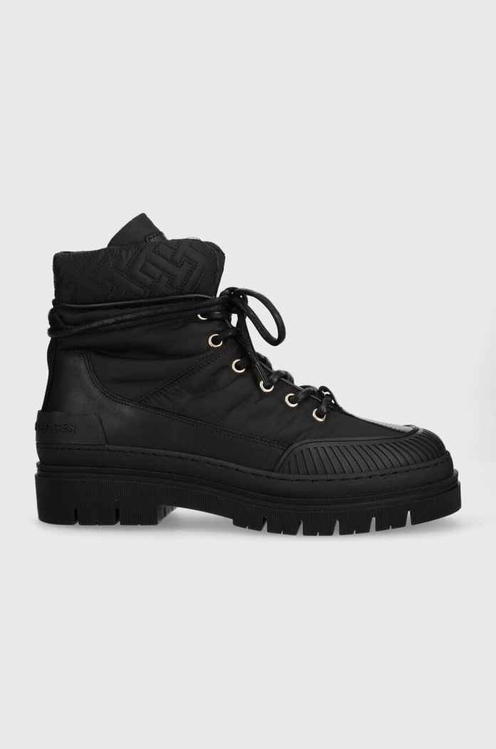 Členkové topánky Tommy Hilfiger TH MONOGRAM OUTDOOR BOOT textilný čierna FW0FW07502