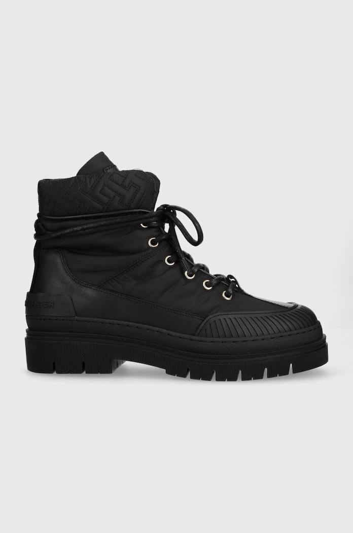 Členkové topánky Tommy Hilfiger TH MONOGRAM OUTDOOR BOOT textilný čierna FW0FW07502