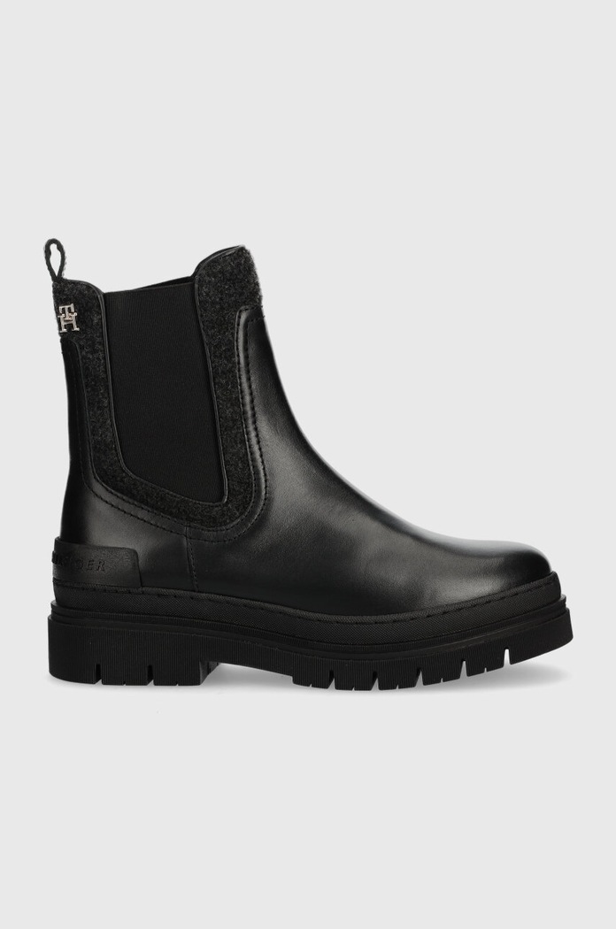Nízké kozačky Tommy Hilfiger FEMININE FELT CHELSEA BOOTIE textilní černá FW0FW07655