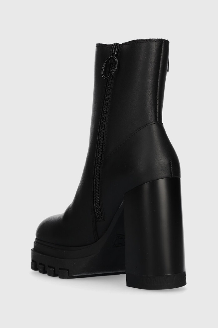 Boty Kožené kotníkové boty Tommy Jeans TJW HIGH HEEL ANKLE BOOT EN0EN02256 černá