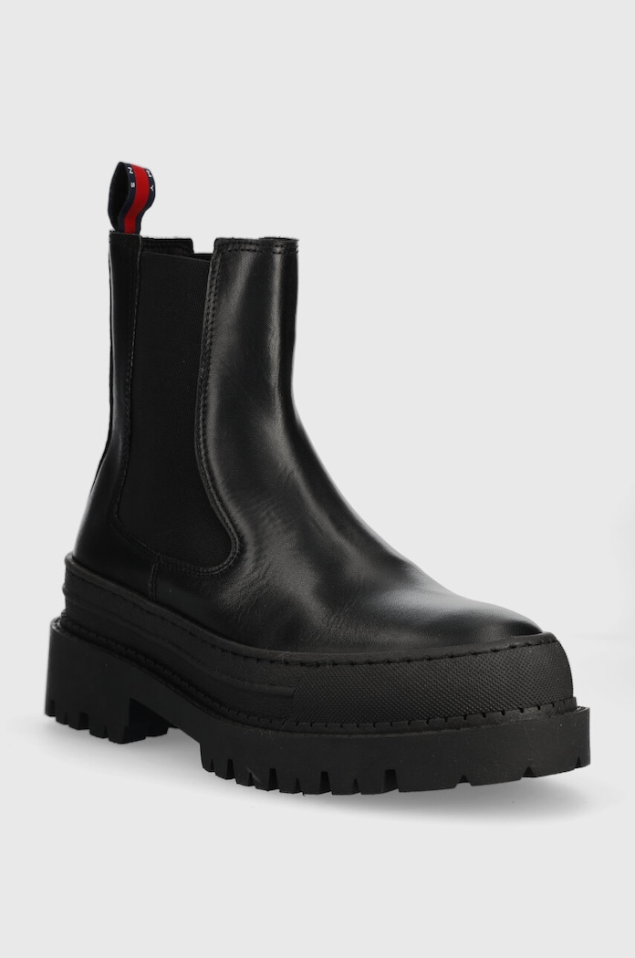 Kožené kotníkové boty Tommy Jeans TJW CHELSEA FOXING BOOT EN0EN02289 černá AW23