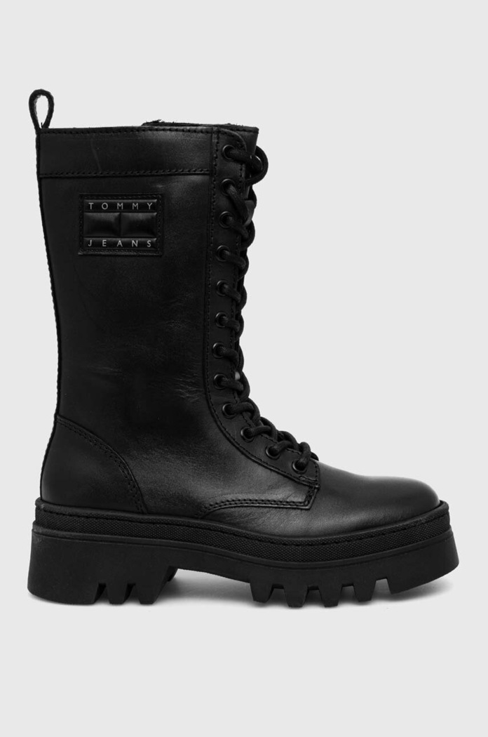 Tommy Jeans workery skórzane TJW FASHION LACE UP nieocieplane czarny EN0EN02296
